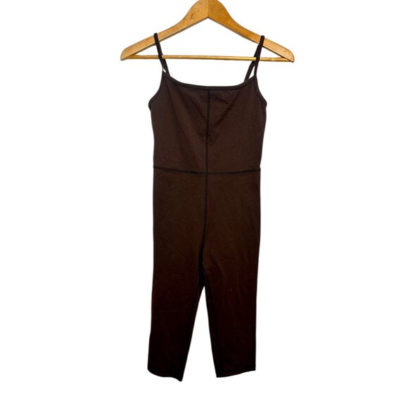 Wilfred Free Aritzia Brown Divinity Romper Bodysuit – Spaghetti Strap Unitard On - Picture 4 of 10